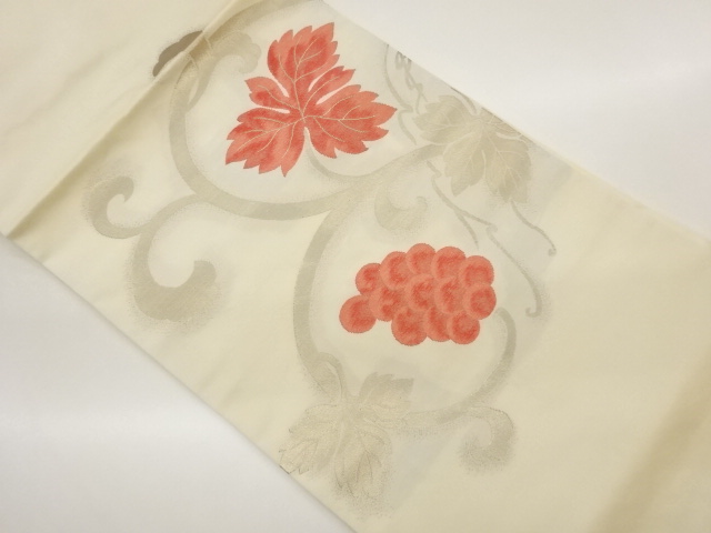 JAPANESE NAGOYA OBI / WOVEN GRAPE ARABESQUE